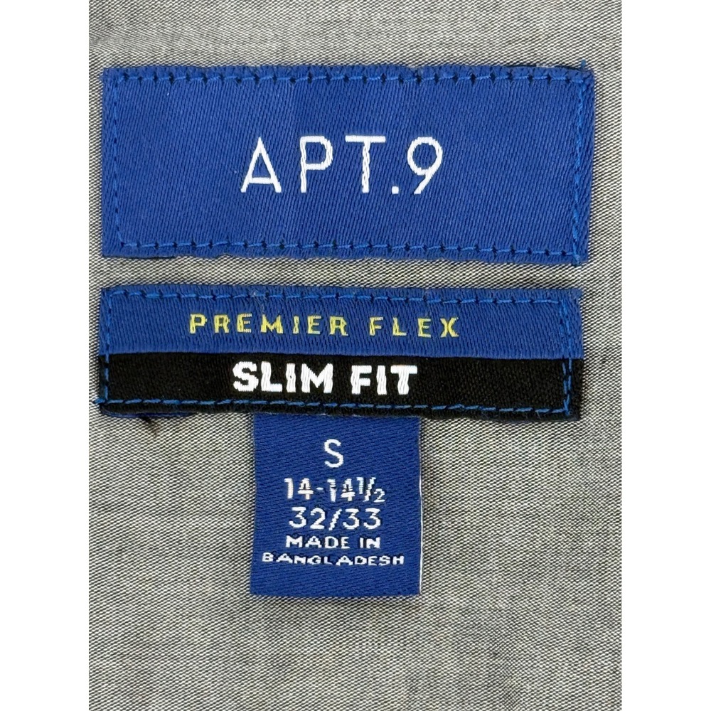 Apt. 9 Mens Premier Flex Slim Dress Shirt Grey Long Sleeve Sz S 14-14.5 32/33 - Picture 7 of 10